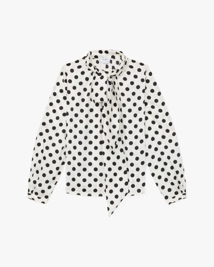 Breezy Dot Tie-neck Shirt