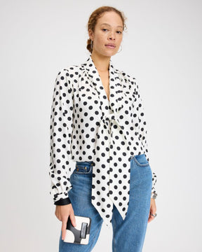Breezy Dot Tie-neck Shirt