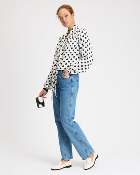 Breezy Dot Tie-neck Shirt