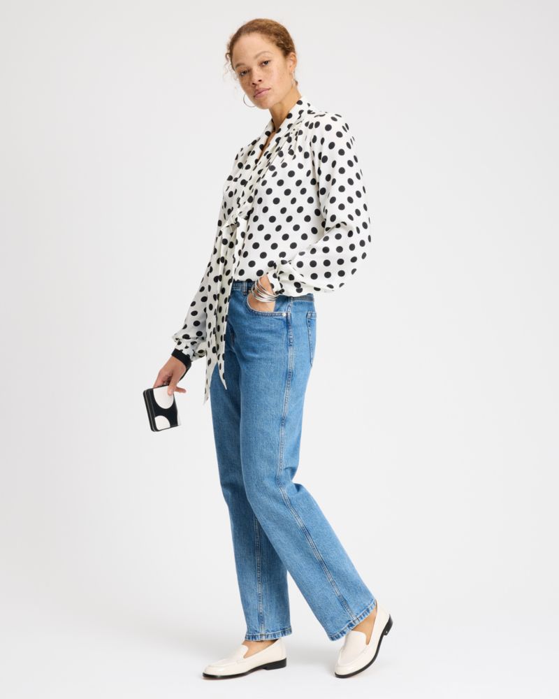 Breezy Dot Tie-neck Shirt