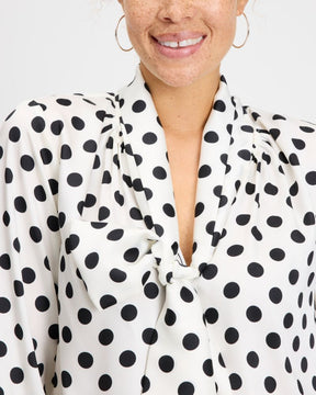 Breezy Dot Tie-neck Shirt