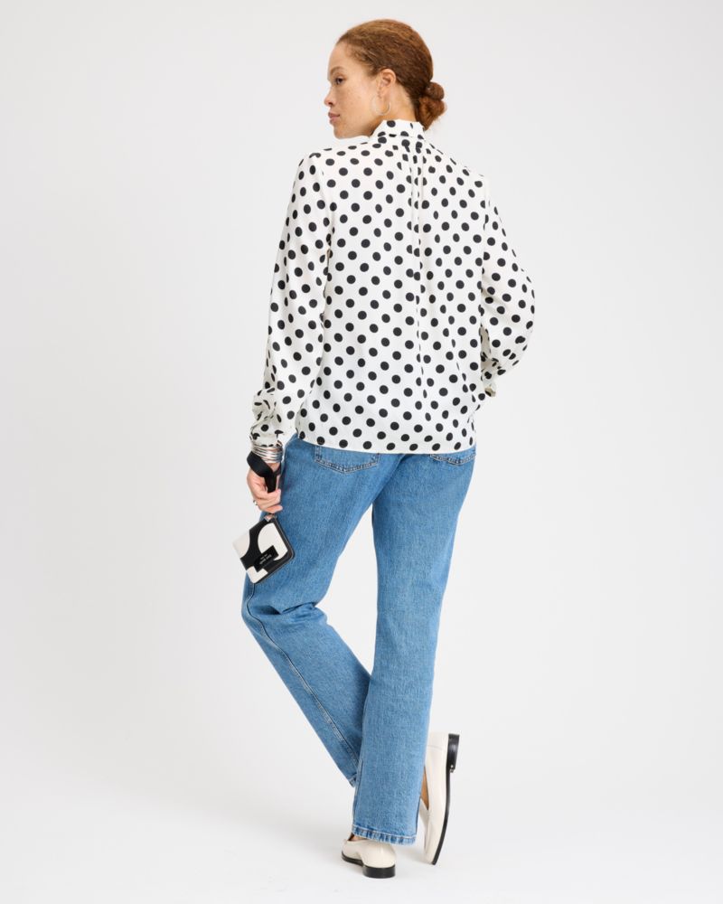 Breezy Dot Tie-neck Shirt