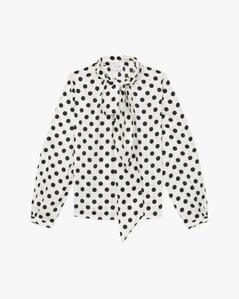 Breezy Dot Tie-neck Shirt