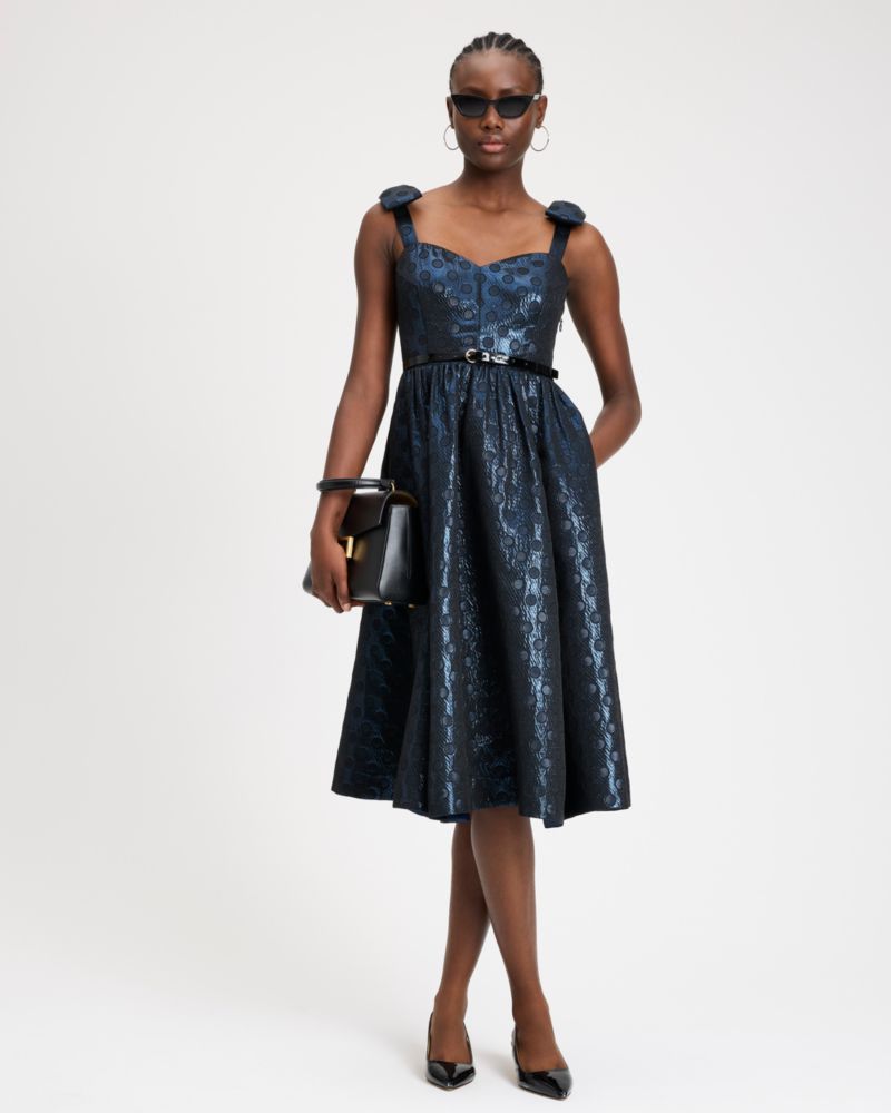 Breezy Dot Shimmer Brocade Dress