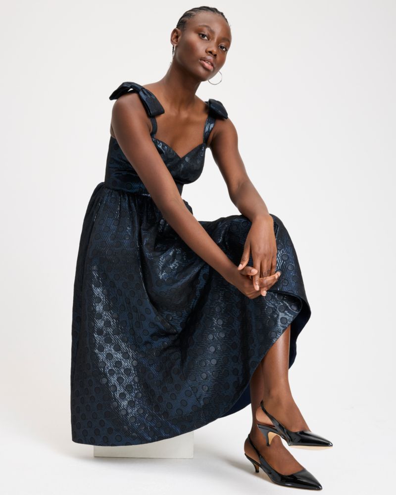 Breezy Dot Shimmer Brocade Dress