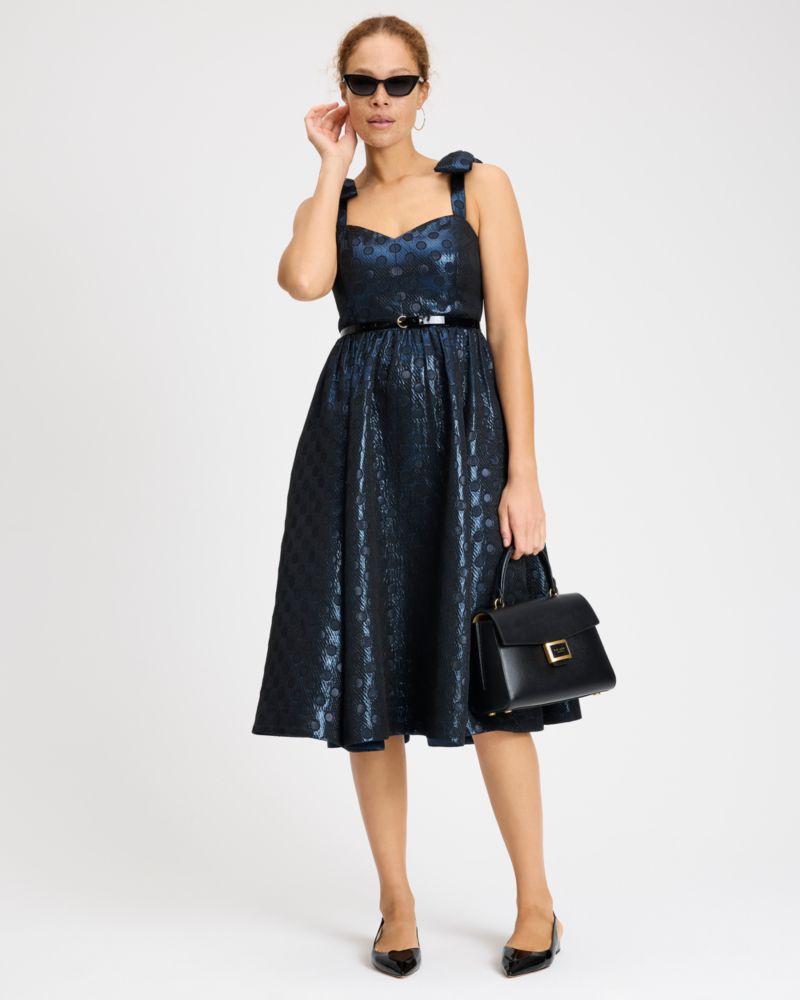 Breezy Dot Shimmer Brocade Dress