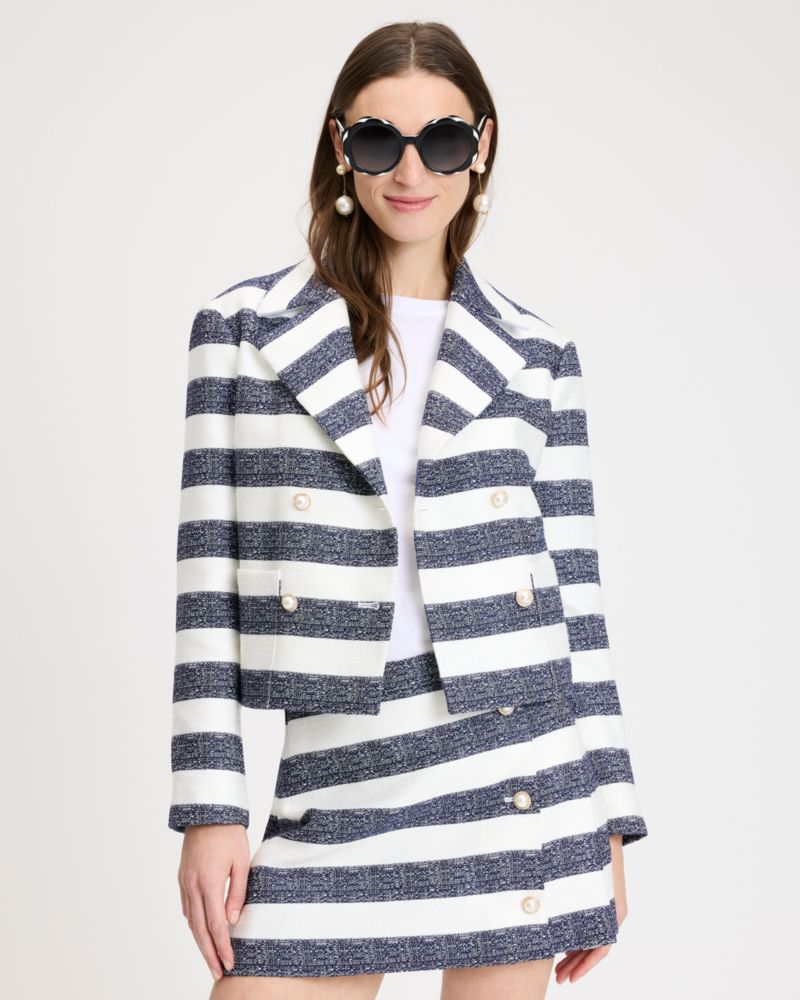 Sailor Stripe Tweed Moto Jacket