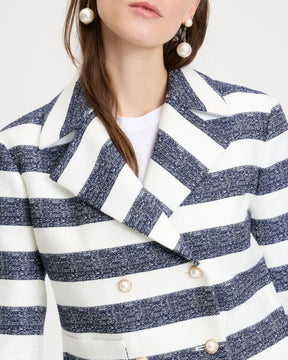 Sailor Stripe Tweed Moto Jacket