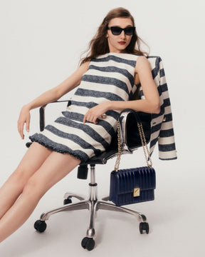Sailor Stripe Tweed Moto Jacket