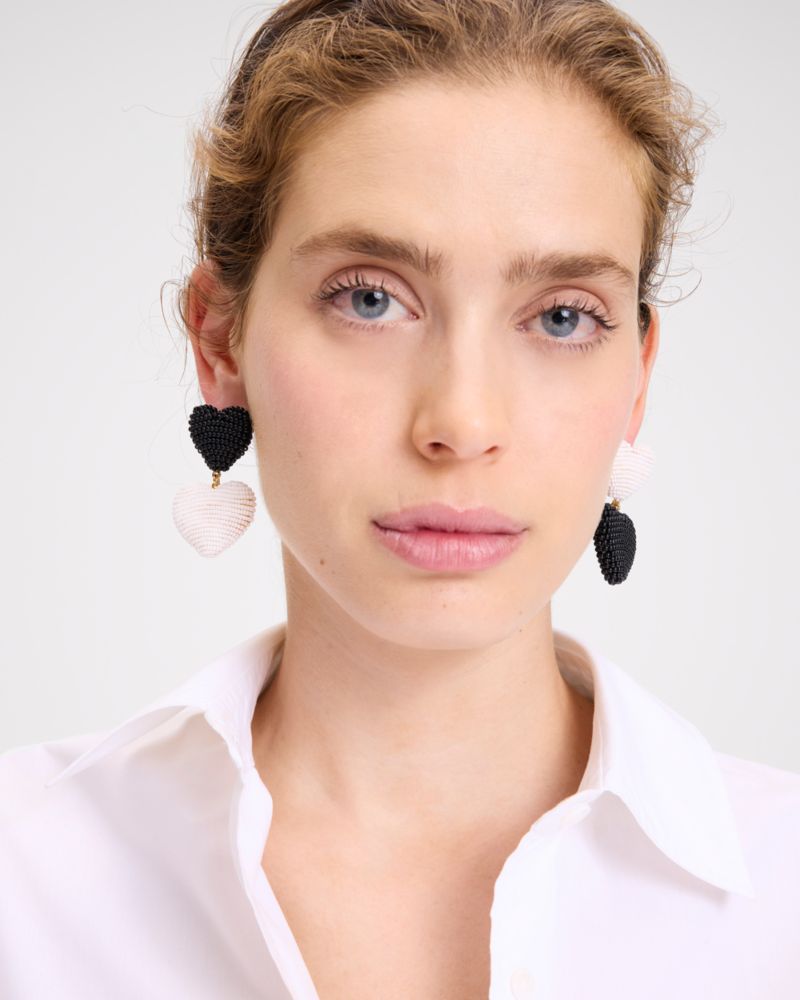Heart You Beaded Double Drop Earrings