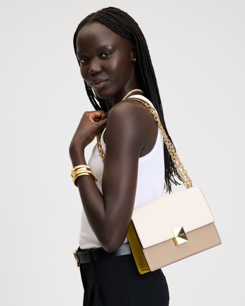 Deco Color-blocked Chain Shoulder Bag