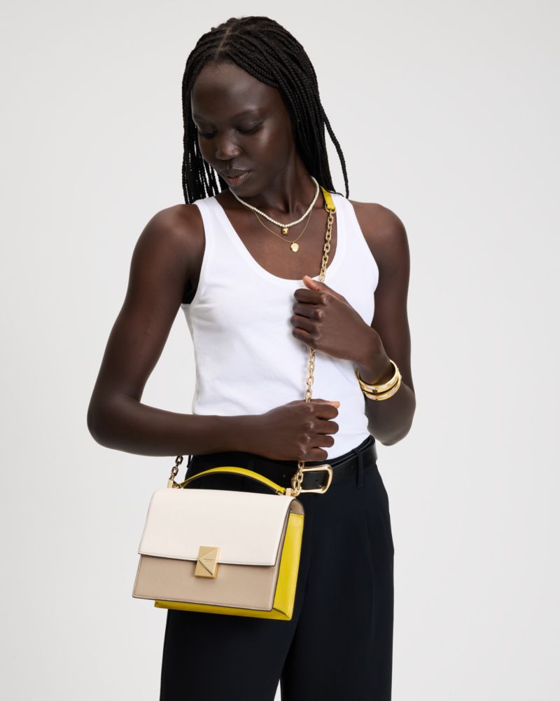 Deco Color-blocked Chain Shoulder Bag