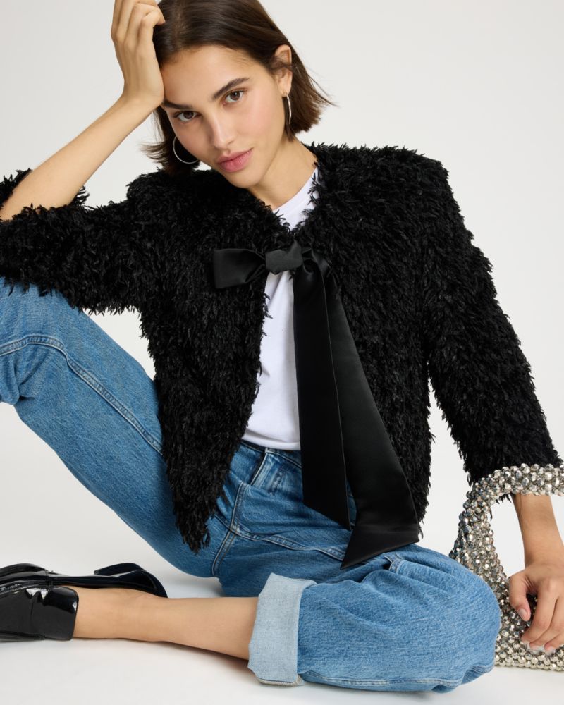 Faux Feather Bow Jacket