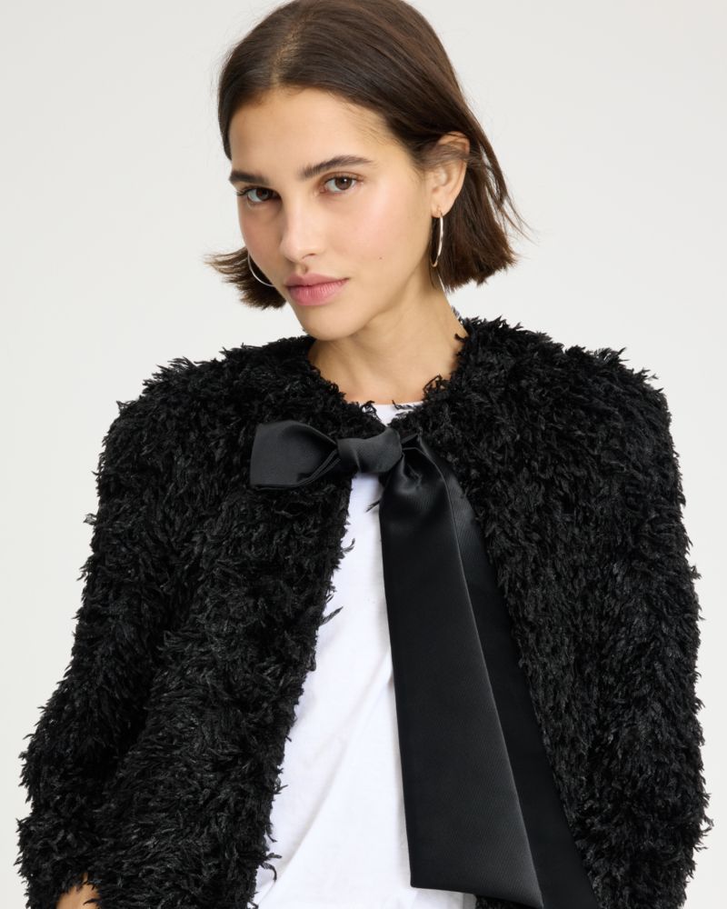 Faux Feather Bow Jacket