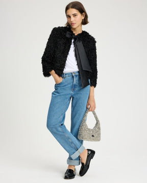 Faux Feather Bow Jacket