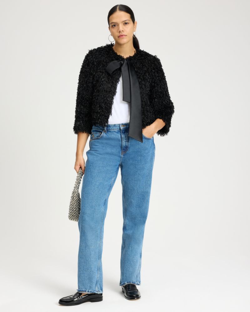 Faux Feather Bow Jacket