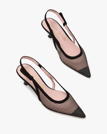 Riley Mesh Slingback Kitten Heel Pumps
