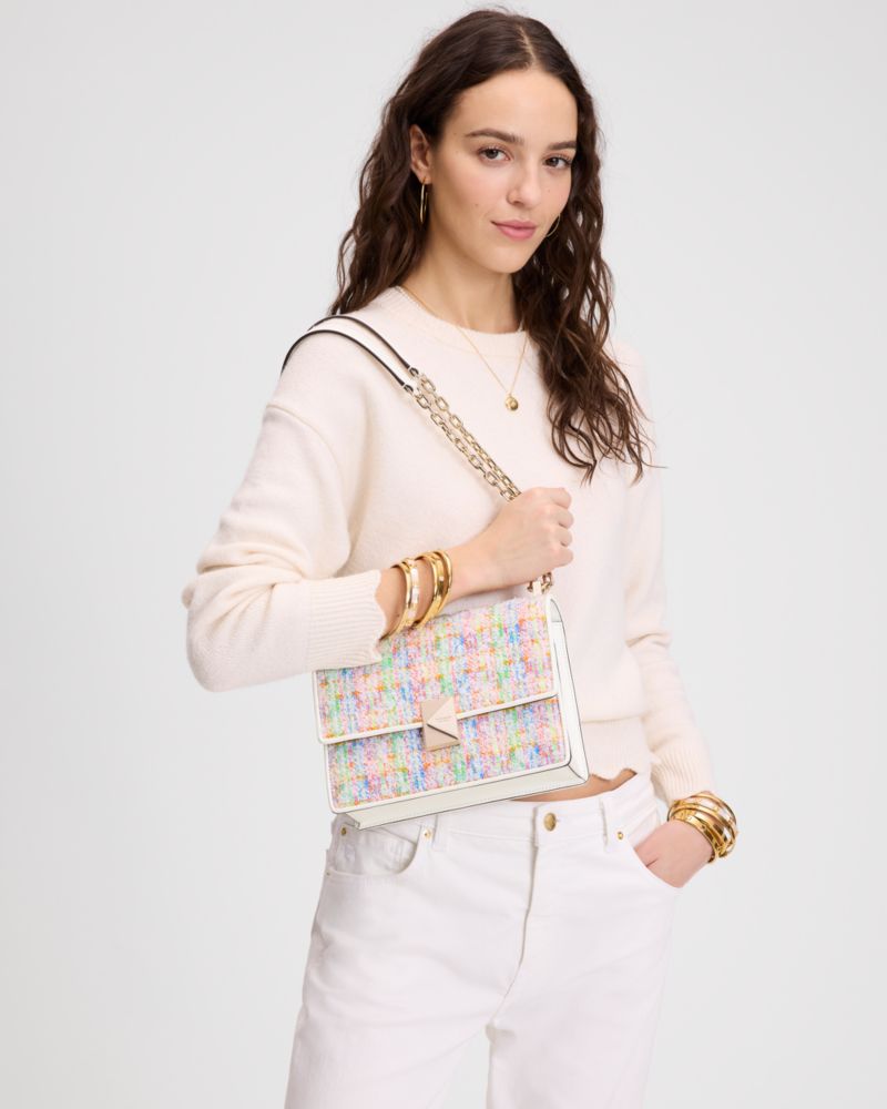 Deco Tweed Chain Shoulder Bag