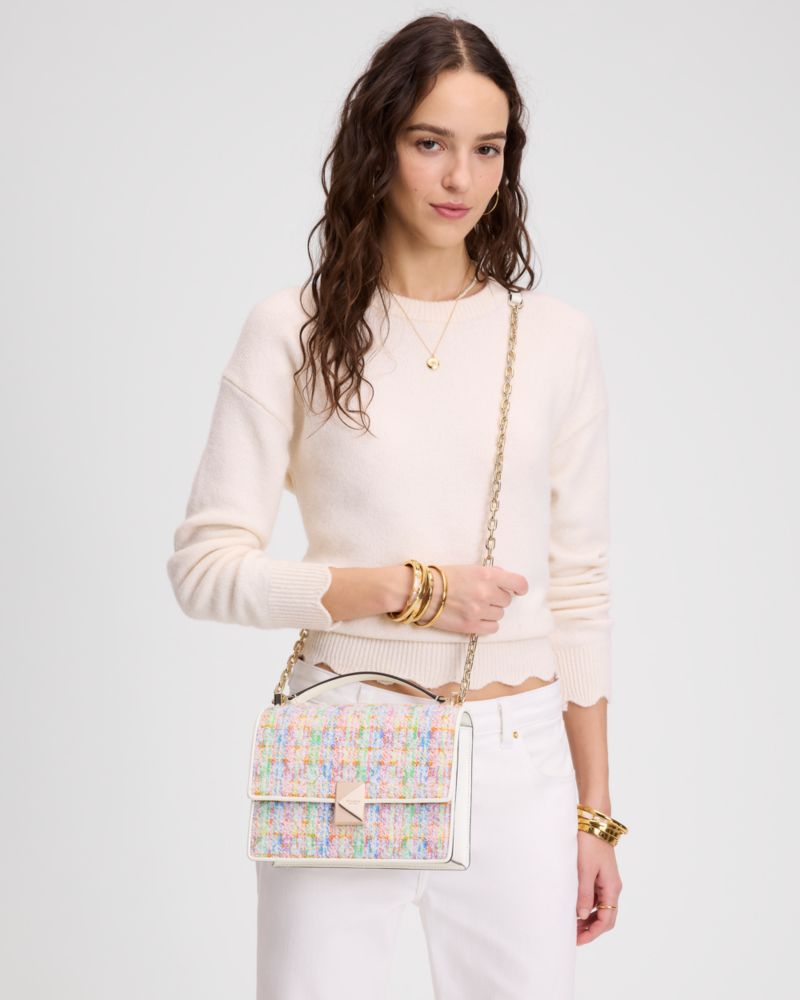 Deco Tweed Chain Shoulder Bag
