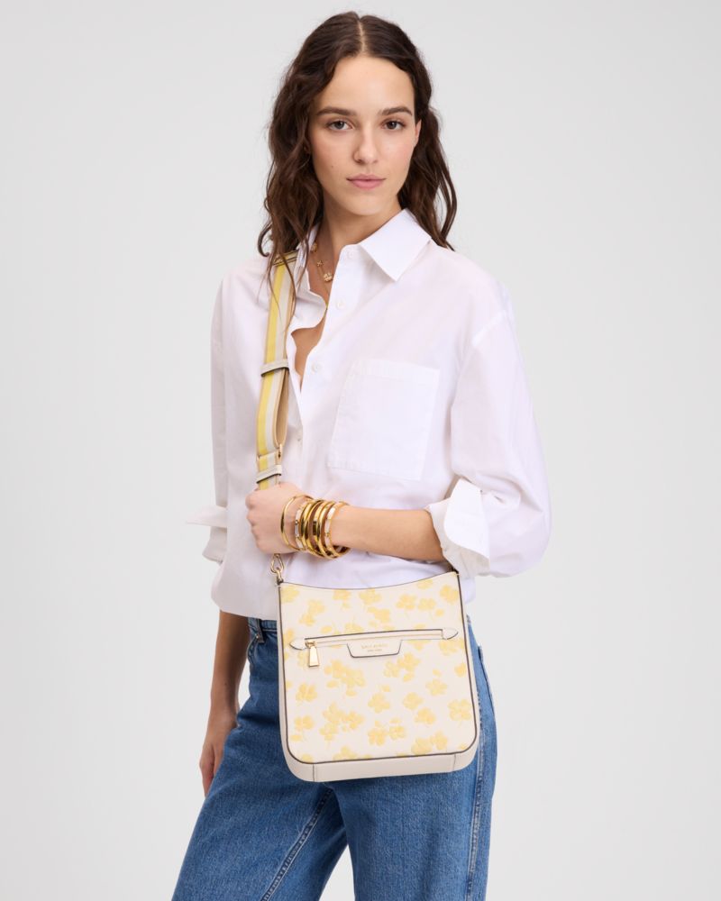 Hudson Spring Pansies Messenger Crossbody Bag