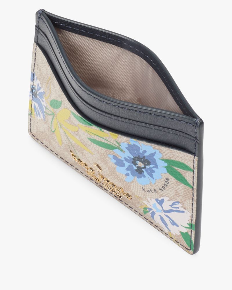 Spade Flower Floral Small Slim Card Holder