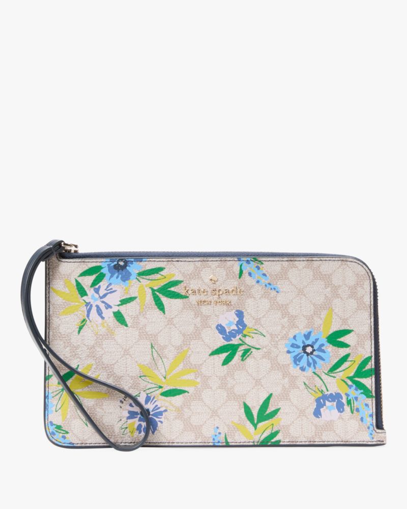 Lucy Spade Flower Floral Medium L-Zip Wristlet