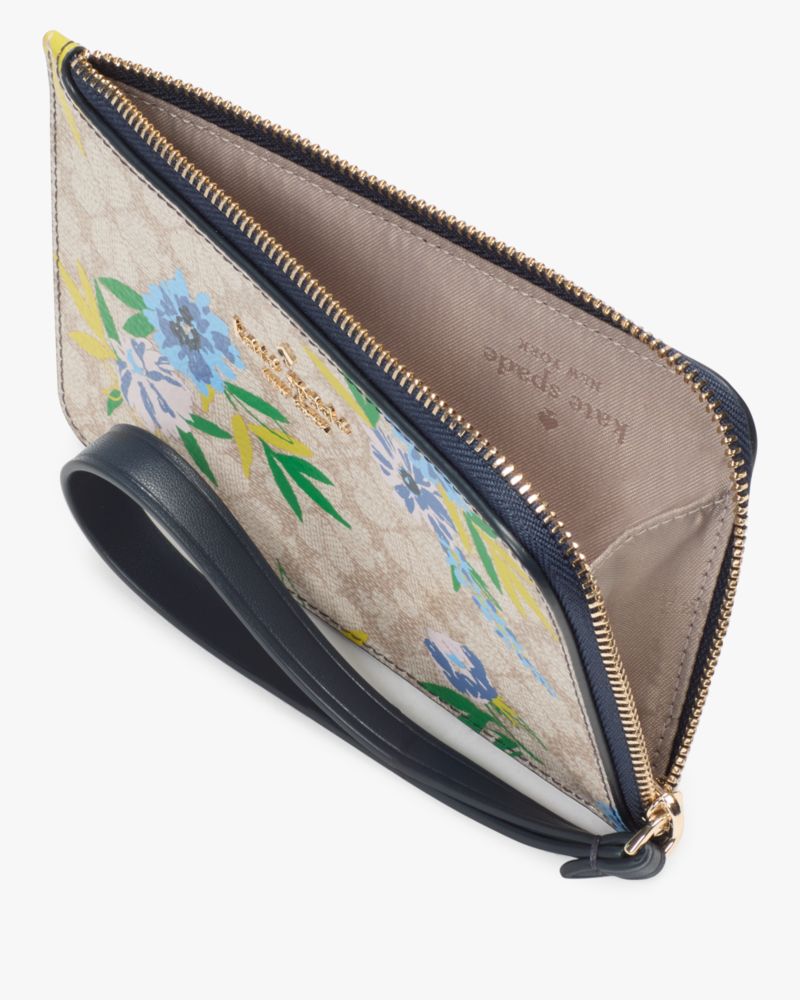 Lucy Spade Flower Floral Small L-zip Wristlet