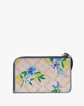 Lucy Spade Flower Floral Small L-zip Wristlet