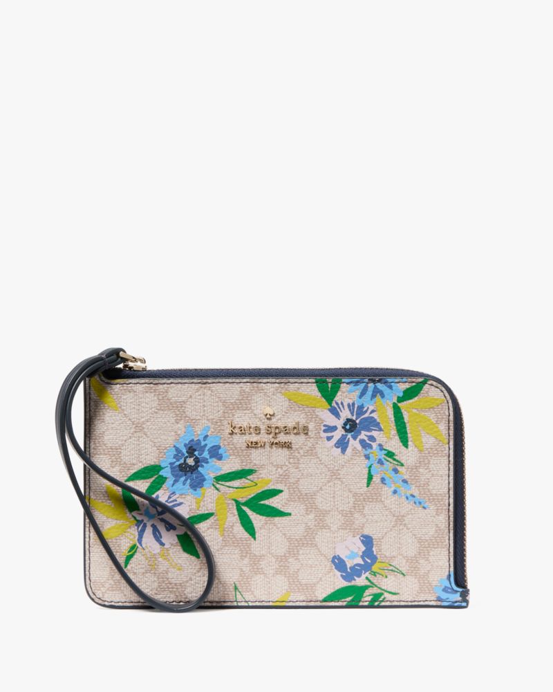 Lucy Spade Flower Floral Small L-zip Wristlet