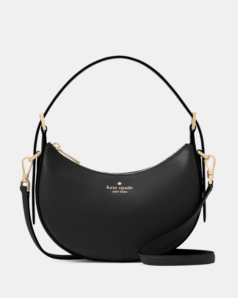 Nova Crinkle Metallic Small Crescent Shoulder Bag