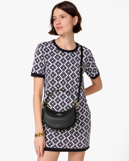 Nova Crinkle Metallic Small Crescent Shoulder Bag