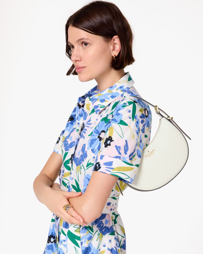 Nova Crinkle Metallic Small Crescent Shoulder Bag
