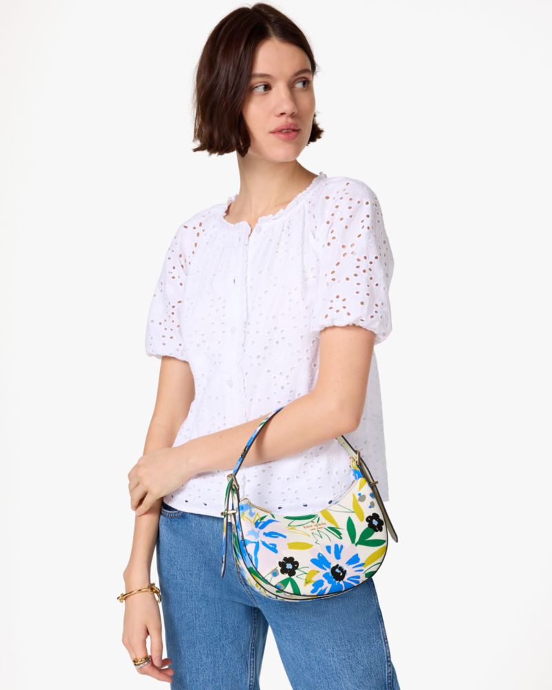 Madison Floral Crescent Shoulder Bag