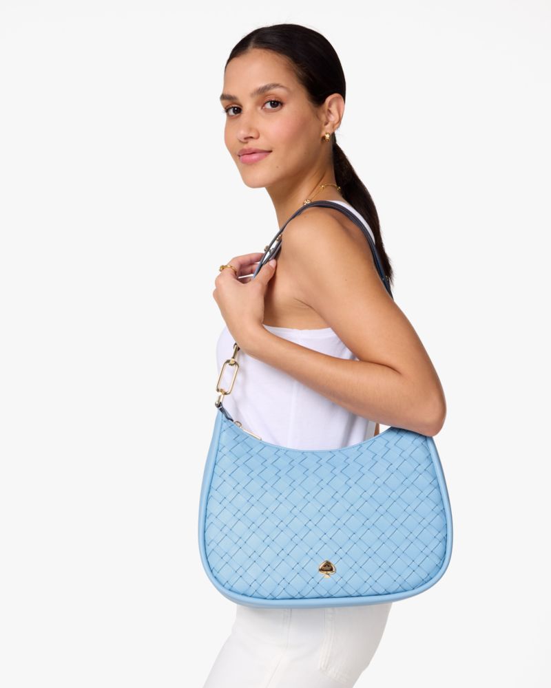 Kayla Woven Leather Large Shoulder Bag