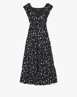 Painterly Strokes Flutter Sleeve Dress