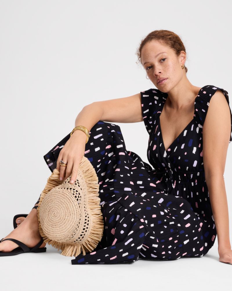 Painterly Strokes Flutter Sleeve Dress