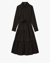 Pintuck Tiered Shirt Dress