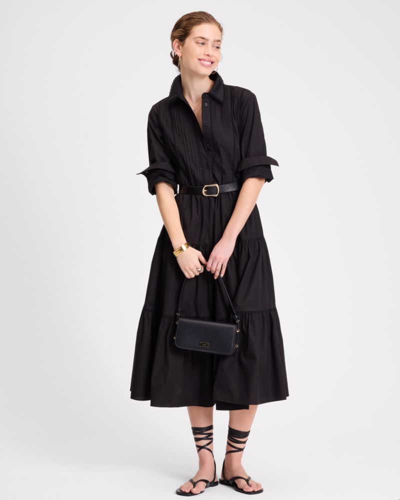 Pintuck Tiered Shirt Dress