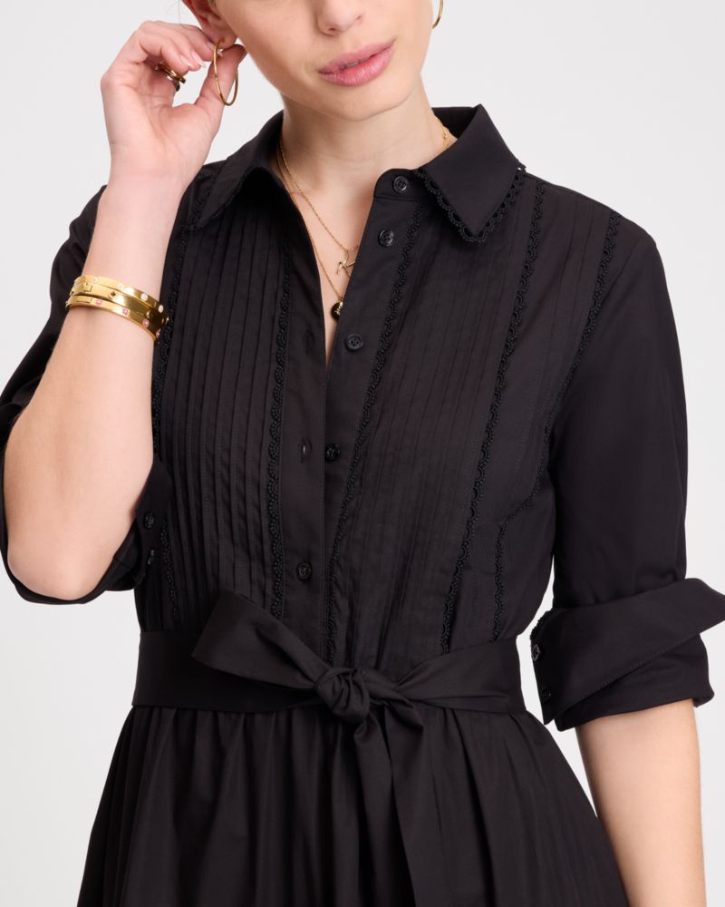 Pintuck Tiered Shirt Dress