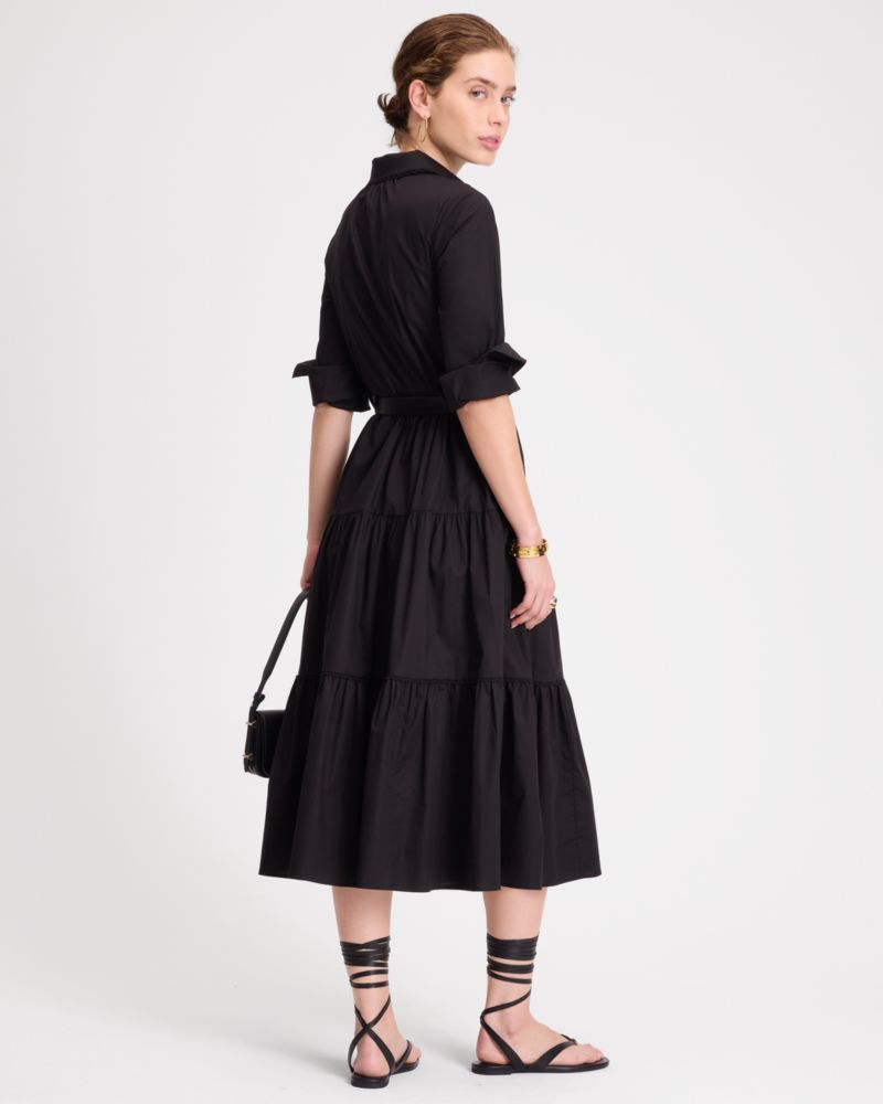 Pintuck Tiered Shirt Dress