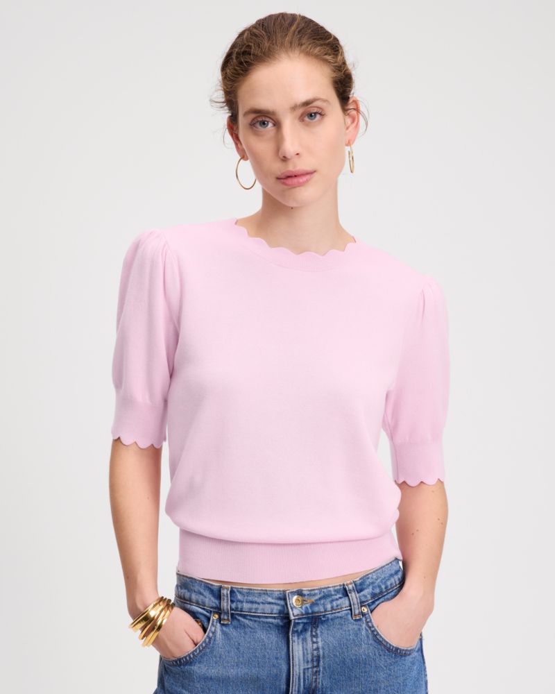 Scallop Short Sleeve Sweater