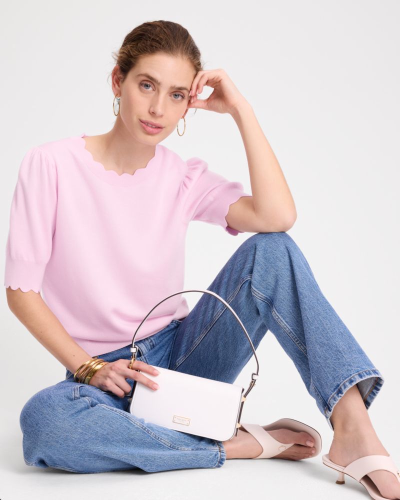 Scallop Short Sleeve Sweater