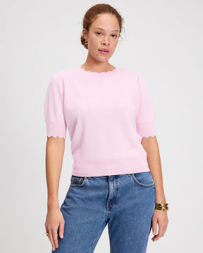 Scallop Short Sleeve Sweater