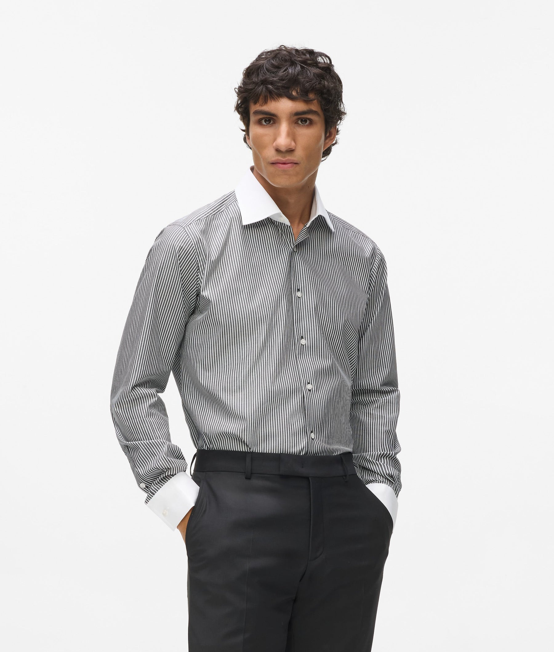 Contrast collar and cuffs shirt