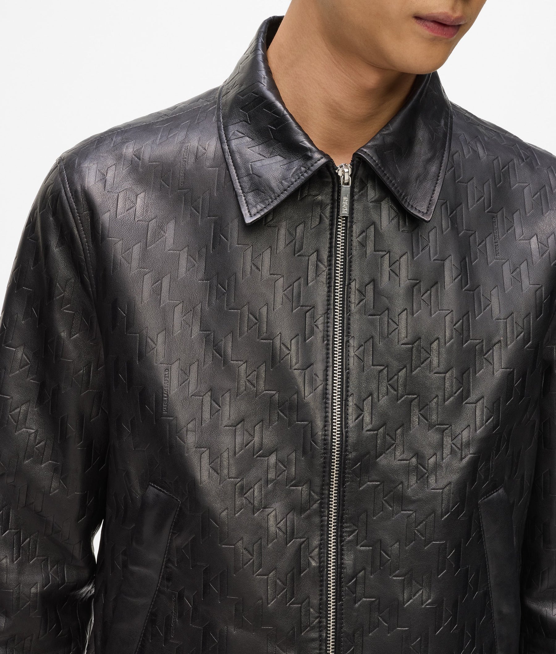 Leather blouson jacket