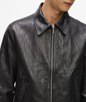Leather blouson jacket