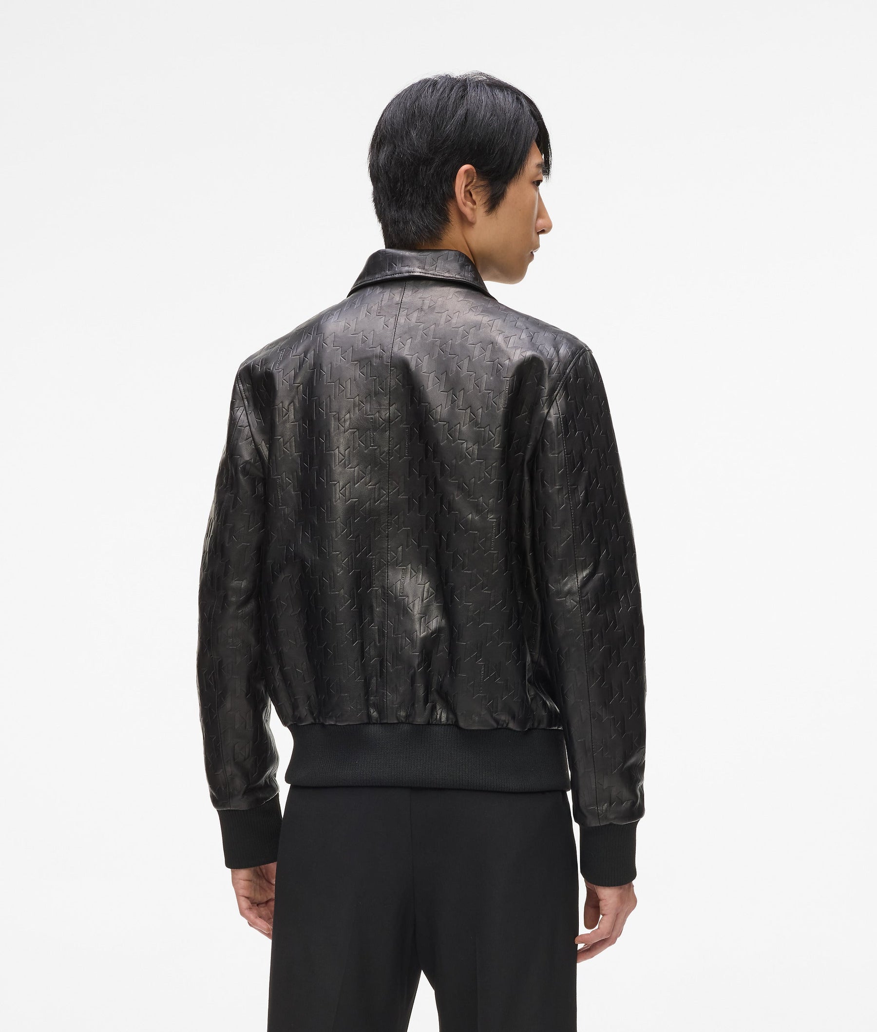 Leather blouson jacket