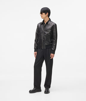 Leather blouson jacket