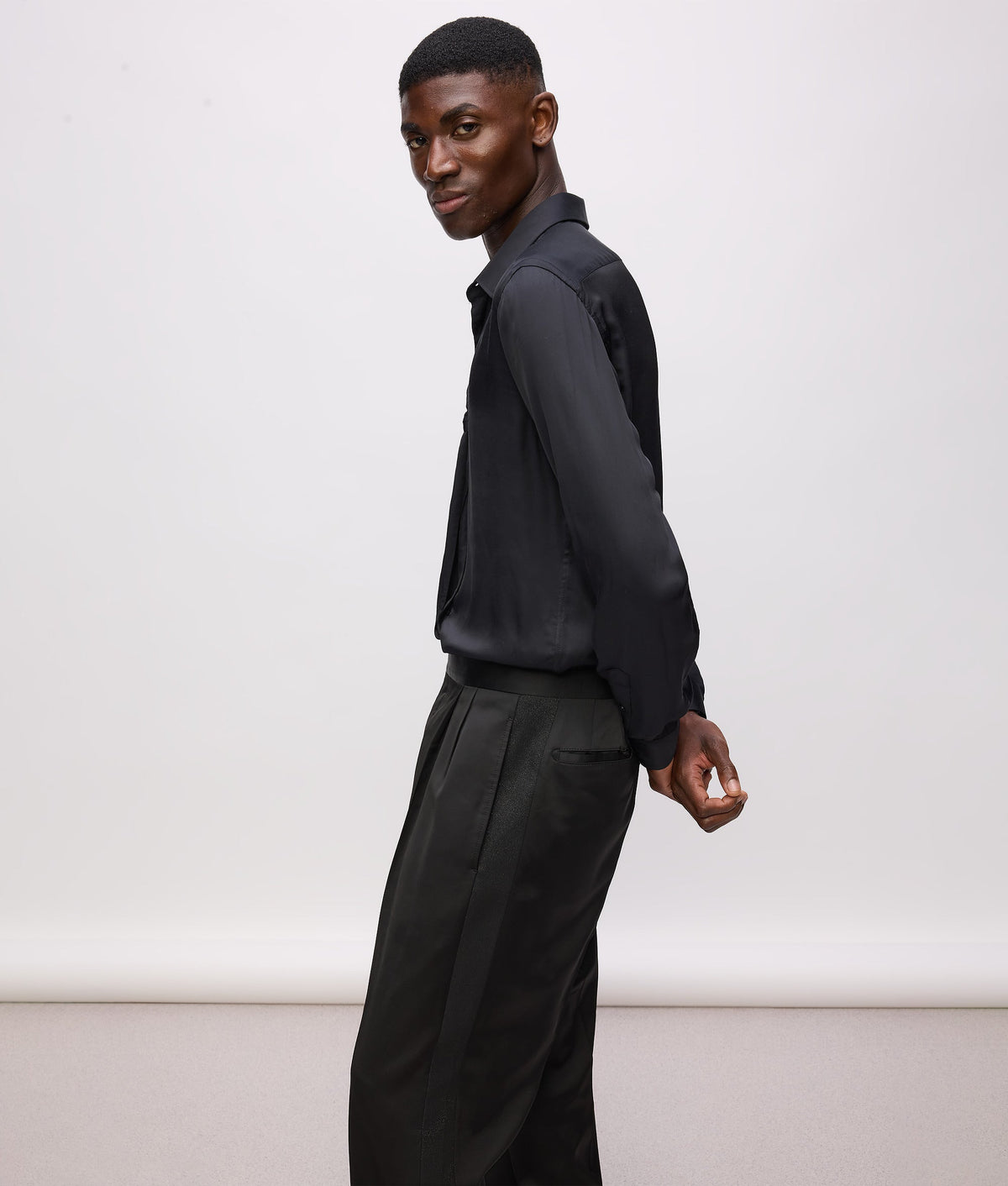KL Studio satin detail trousers