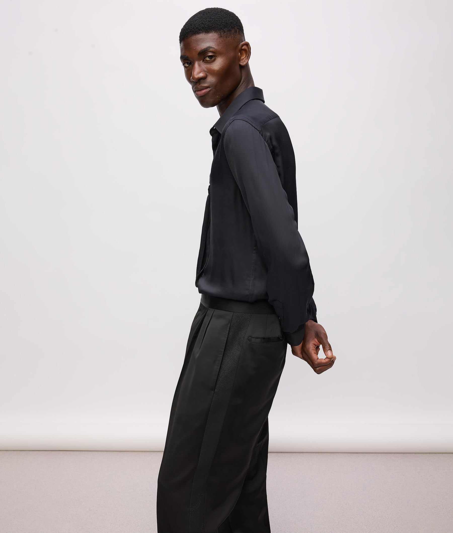 KL Studio satin detail trousers